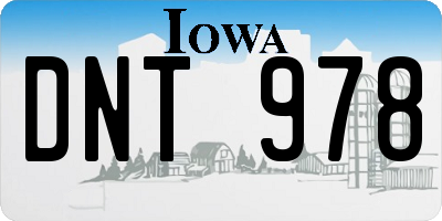 IA license plate DNT978