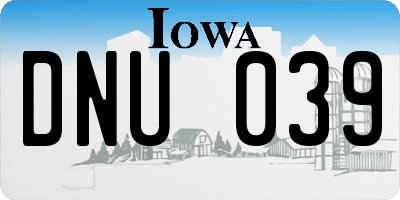 IA license plate DNU039