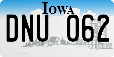 IA license plate DNU062