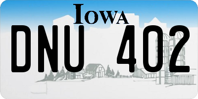 IA license plate DNU402