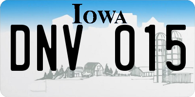 IA license plate DNV015