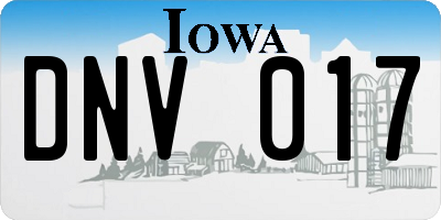 IA license plate DNV017