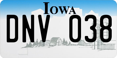 IA license plate DNV038