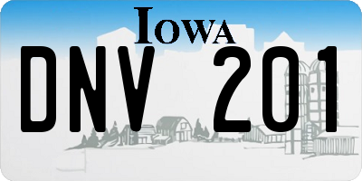 IA license plate DNV201