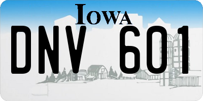 IA license plate DNV601