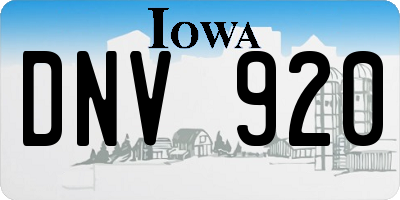 IA license plate DNV920