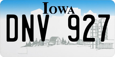 IA license plate DNV927