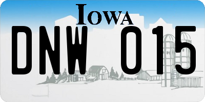 IA license plate DNW015