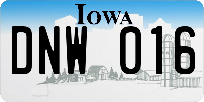 IA license plate DNW016