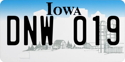 IA license plate DNW019