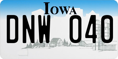 IA license plate DNW040