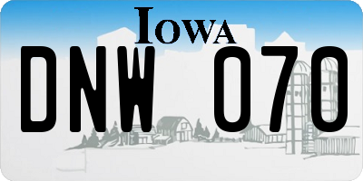 IA license plate DNW070