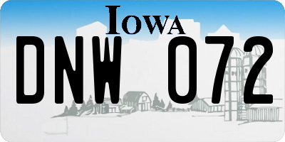 IA license plate DNW072
