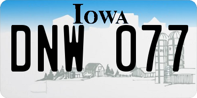 IA license plate DNW077
