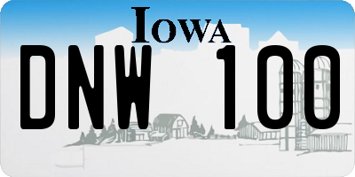 IA license plate DNW100