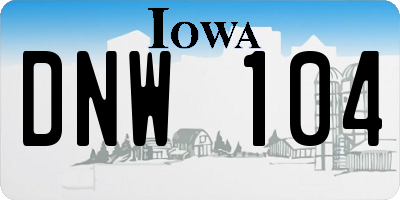 IA license plate DNW104