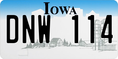 IA license plate DNW114