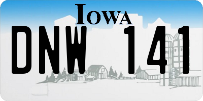 IA license plate DNW141