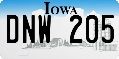 IA license plate DNW205