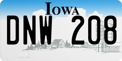 IA license plate DNW208