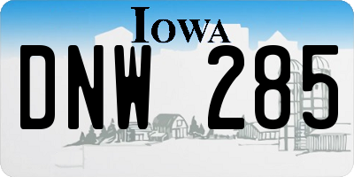 IA license plate DNW285