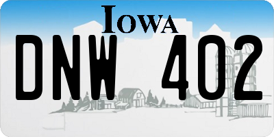 IA license plate DNW402