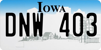 IA license plate DNW403