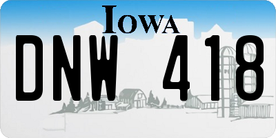 IA license plate DNW418