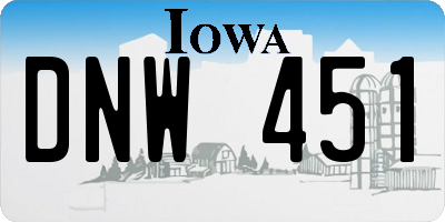 IA license plate DNW451