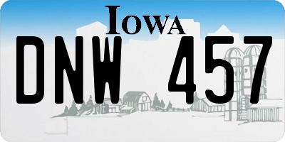 IA license plate DNW457