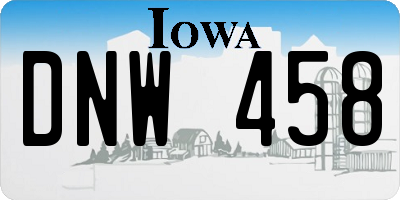 IA license plate DNW458