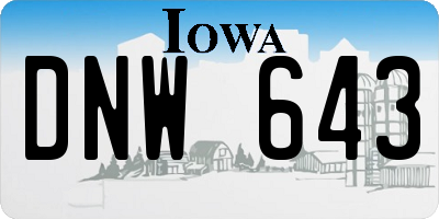 IA license plate DNW643