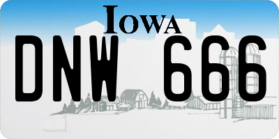 IA license plate DNW666