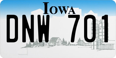 IA license plate DNW701