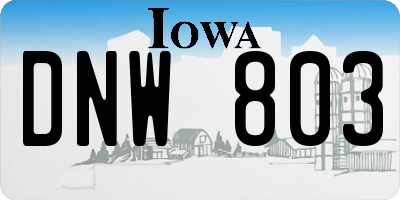 IA license plate DNW803