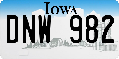 IA license plate DNW982