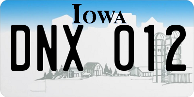 IA license plate DNX012