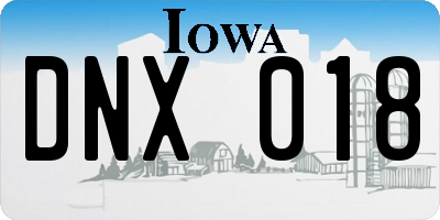 IA license plate DNX018