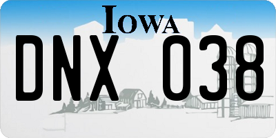 IA license plate DNX038
