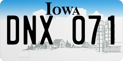 IA license plate DNX071