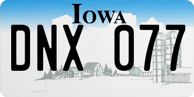 IA license plate DNX077