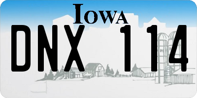 IA license plate DNX114