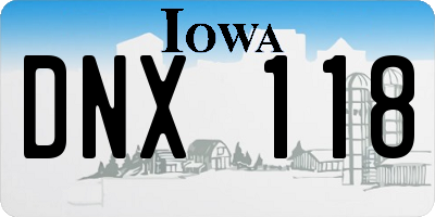 IA license plate DNX118