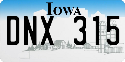 IA license plate DNX315