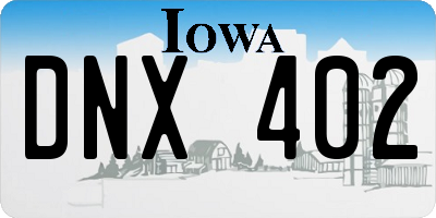 IA license plate DNX402