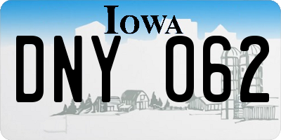 IA license plate DNY062