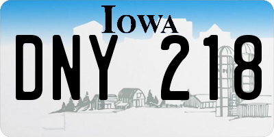 IA license plate DNY218
