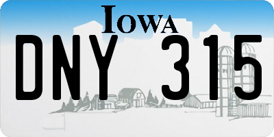IA license plate DNY315