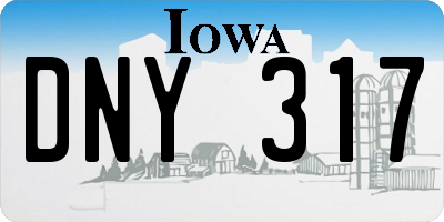 IA license plate DNY317