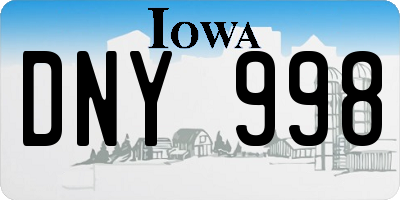 IA license plate DNY998
